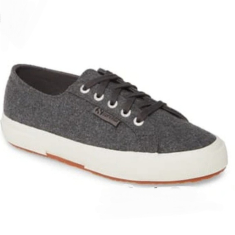 Superga Gray Franelawool Platform Sneaker Shoe Size 8 39 Low Top